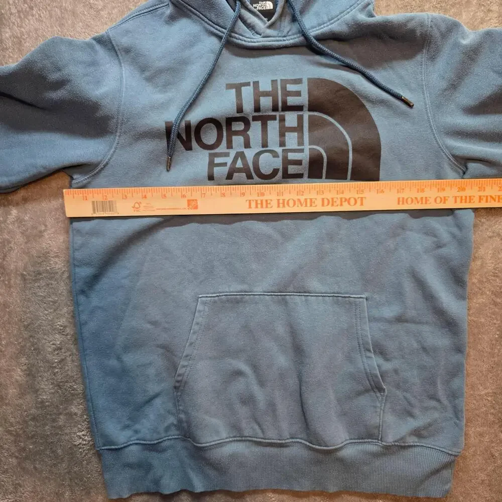 The North Face Hoodie Mens M Blue Fleece Graphic Kangaroo Pocket Sweatshirt